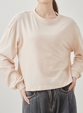 ONRAYS汉麻有机棉设计感软糯宽松休闲百搭长袖T恤