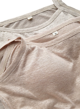 onrays|100%汉麻一体式宽松遮点带胸垫透气抗菌吸汗打底吊带背心