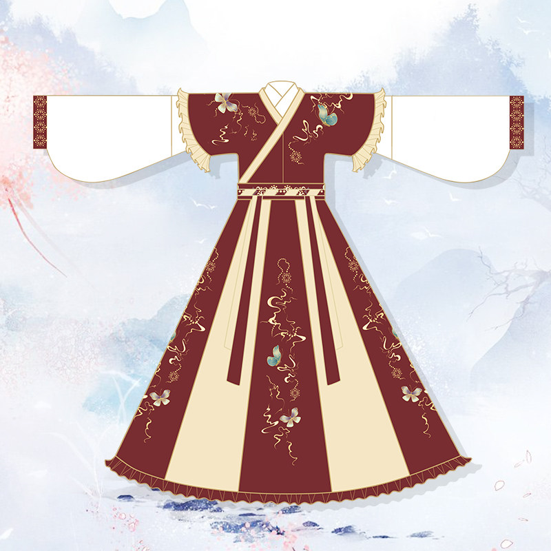 正品原创汉服女中国风交领秋装仙气齐腰晋制半臂古风飘逸白菜全套