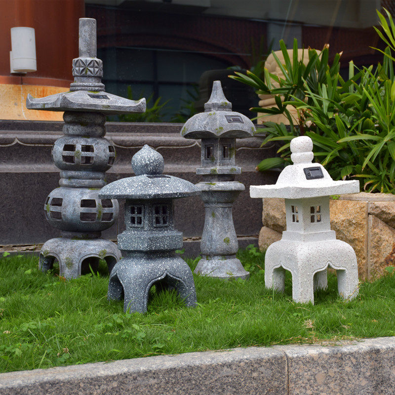 花园日式庭院太阳能摆件仿真落地灯装饰店铺灯塔户外草坪微景观灯