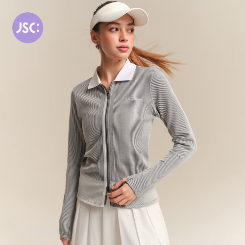 JSC高尔夫女秋季立领针织开衫