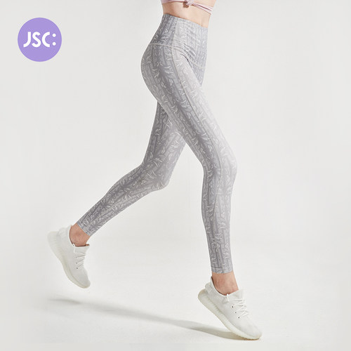 jsc原创印花弹力中高腰运动裤