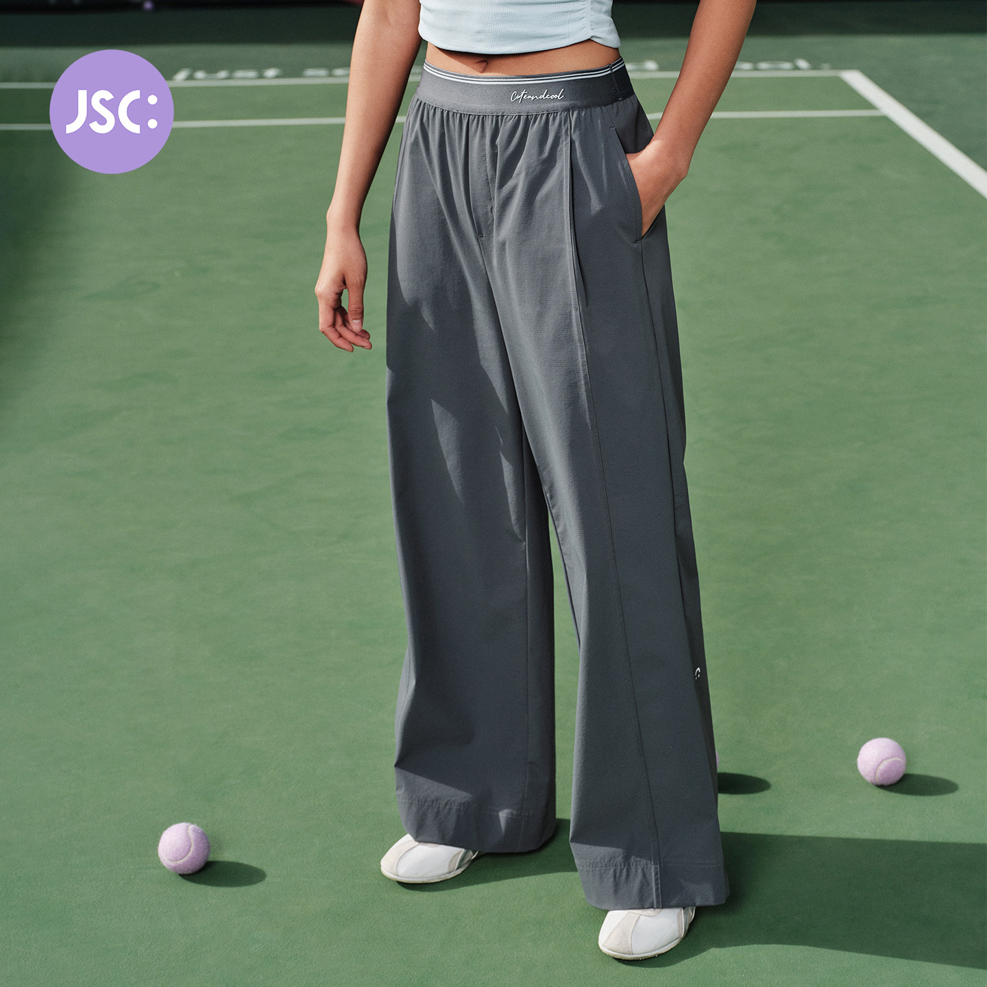 JSC运动裤女2026春夏透气不勒肉网球健身休闲户外直筒宽松阔腿裤