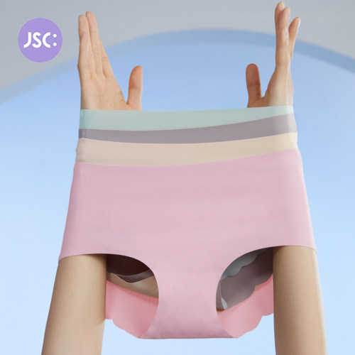 JSC无痕高弹力内裤女小波浪中腰三角轻薄柔软舒适运动内裤