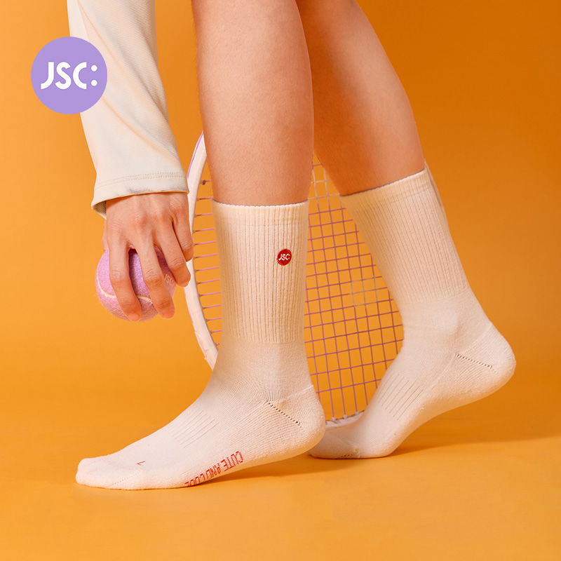 JSC运动中筒袜刺绣logo匹马棉