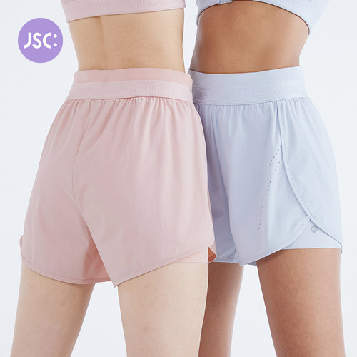 jsc假两件宽松高腰短裤女