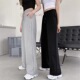 卫裤 夏春季 高腰休闲新款 女士直筒薄款 松紧腰黑色学生 纯棉阔腿长裤