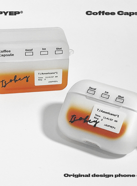 SUPYEP原创磨砂冰美式标签方形苹果Airpods4透明耳机套咖啡色简约ins风保护壳新款Pro3代设计师小众
