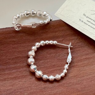 韩国时尚碎银子圈圈耳环女小众轻奢简约气质高级感耳圈耳饰银针