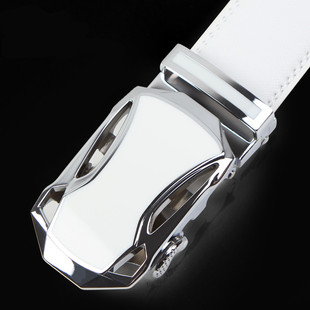 白色皮带自动扣真皮腰带女士年轻人高尔夫裤 商务休闲青年 带韩版