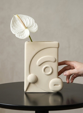 创意几何陶瓷花瓶白色简约客厅