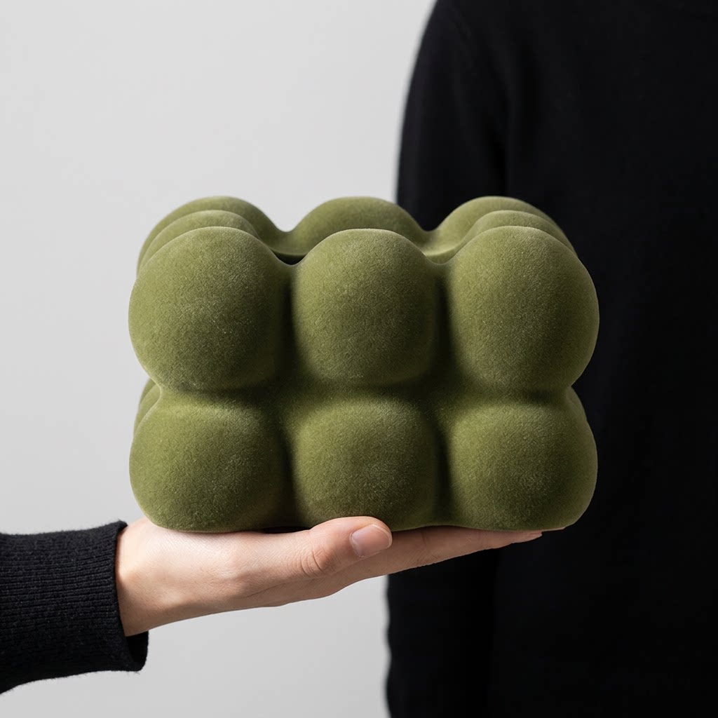 创意毛绒球球装饰摆件绿色家居客厅桌面工艺品现代简约装饰品