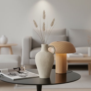 现代简约陶瓷花瓶台灯组合客厅卧室样板房民宿装饰摆件
