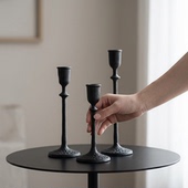 欧式 饰蜡烛台家居摆件 复古铁艺烛台三头黑色婚礼装