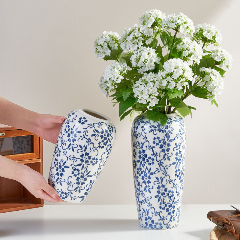 景德镇青花瓷陶瓷花瓶水养插花器干花仿真花客厅新中式大摆件复古,家居饰品,花瓶,淘宝优惠券,粉丝福利购,淘宝优惠卷