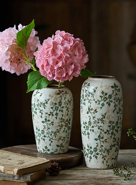 覆古田园风陶瓷大花瓶摆件书房客厅水培插花高级感软装饰品新中式
