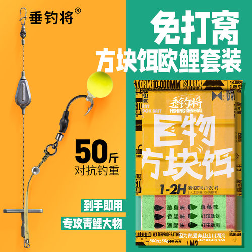 反底钓欧鲤钓线组方块鱼饵套装罗尼钓组12编pe线前导线钓鲤鱼草鱼