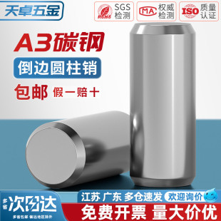 A3碳钢圆柱销定位销固定销钉实心销子Φ2M3M4φ5M6M8 gb119 M20mm