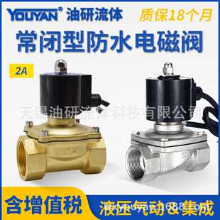 防水电磁阀DN15常闭20全铜25电子阀220V防雾喷泉开关24V4分6分1寸