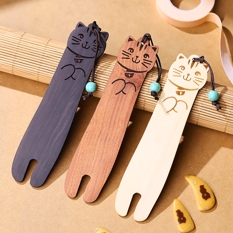 古筝指甲收纳板猫咪款实木琵琶