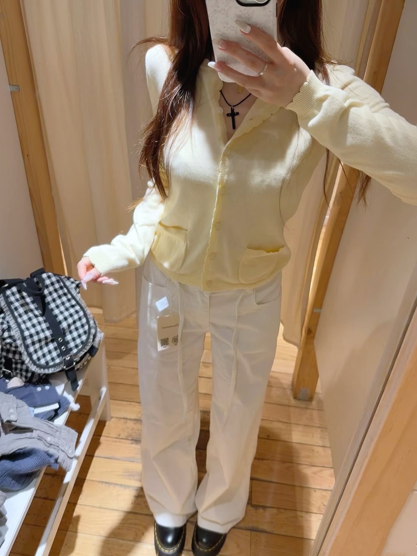 BrandyGirl美式复古花边圆领bm针织开衫女修身毛衣单排扣上衣外套
