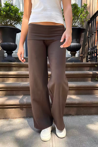 BrandyGirl美式复古高腰显瘦百搭休闲裤bm瑜伽裤女高腰直筒长裤子