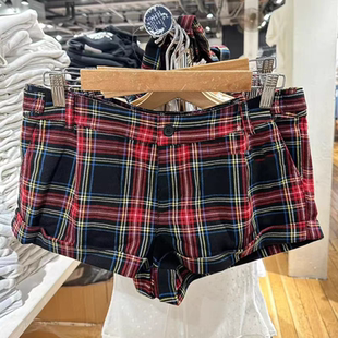 BrandyGirl复古英伦bm红格子短裤女辣妹低腰紧身休闲裤新款热裤潮