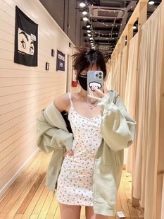 BrandyGirl新款美式小清新bm碎花吊带裙修身包臀连衣裙气质中长裙