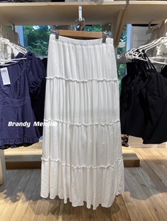 Brandy Girl夏新款高腰松紧半身裙bm百褶裙大摆伞裙蛋糕裙长裙潮