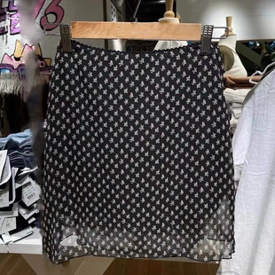 Brandy Girl官网碎花纱网裹臀裙bm木耳边半身裙女纯欲风显瘦a字裙