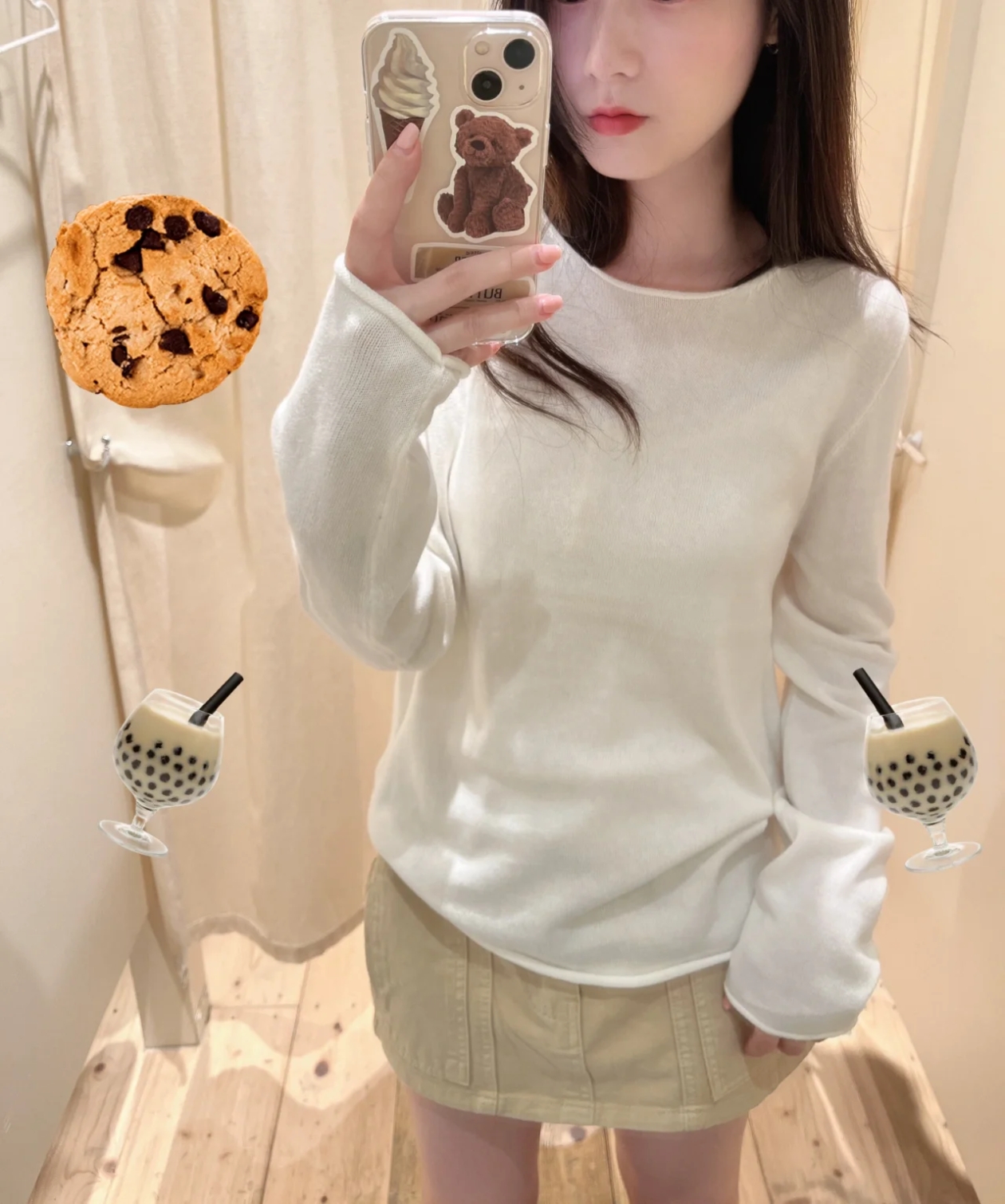 BrandyGirl新款圆领罩衫毛衣卷边长袖针织衫女秋季bm纯棉套头上衣