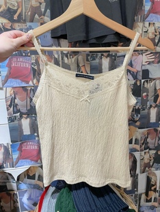 上衣 蕾丝边蝴蝶结性感吊带女BM内搭背心辣妹修身 Brandy Girl美式