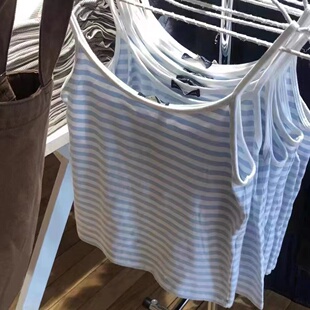 BrandyGirl新款条纹露脐吊带衫女bm上衣高腰显瘦内搭背心明星同款