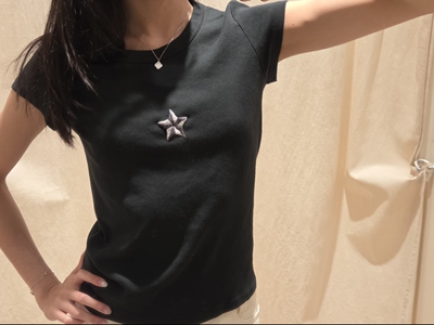 BrandyGirl美式复古字母刺绣bm短袖T恤女修身显瘦休闲百搭上衣潮