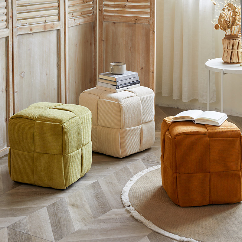 客厅布艺方凳子换鞋凳网红编织矮凳家用单独沙发凳脚踏软包坐墩小,住宅家具,矮凳,淘宝优惠券,粉丝福利购,淘宝优惠卷