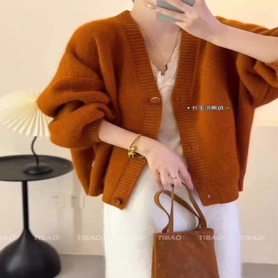 韩系慵懒风女秋冬加绒针织上衣