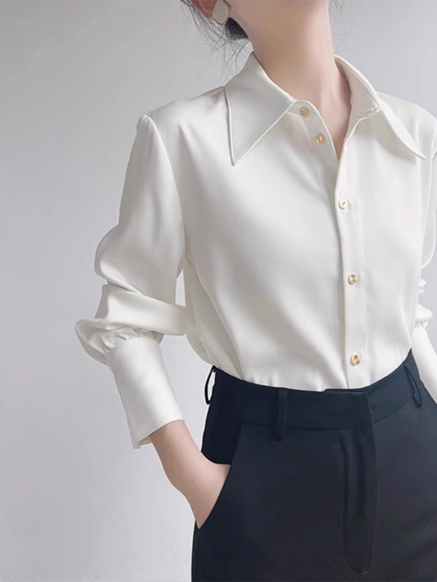 衬衫法式高级感白衬衫女气质通勤职业衬衣设计感小众长袖上衣