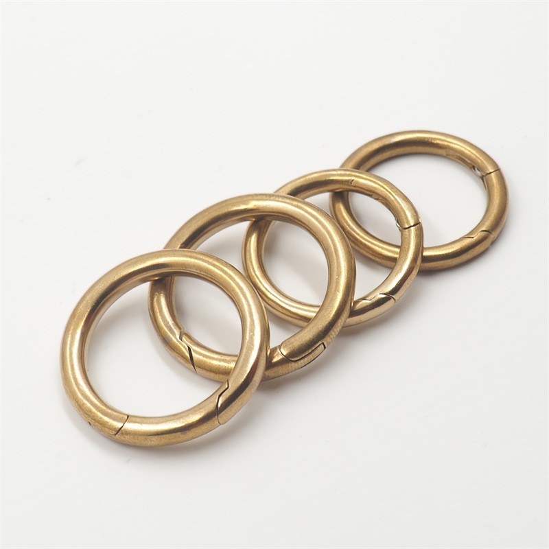 纯黄铜登山扣开口圆环扣弹簧挂扣包包箱包金属圆圈扣配件钥匙扣