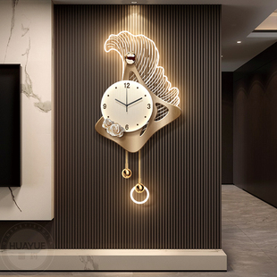 轻奢电视背景墙装饰画创意客厅钟表挂画时钟格栅装饰挂件餐厅壁灯
