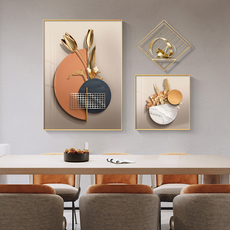 定做现代奢厅装饰画抽餐象几组何气饭厅轻画大简创意合画客约厅挂