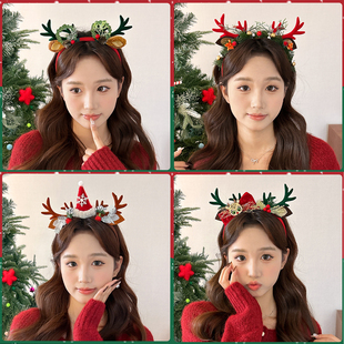 圣诞节鹿角麋鹿发箍女头饰儿童装 扮发卡礼物头箍发饰拍照表演配饰