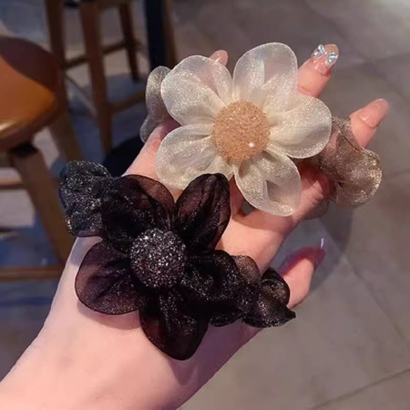 太阳花发圈夏日欧根纱扎发头绳