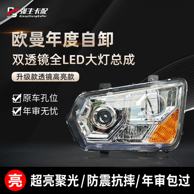 适配欧曼ETX大灯总成led自卸型年度型原厂品质水晶改装大灯前照灯-封面