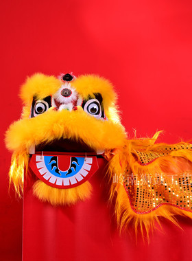 新款高档羊毛小狮子头舞狮子幼儿园表演演出传统锣鼓玩具套装乐器