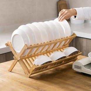 竹木沥水碗碟架厨房沥水架置物架 新品 家用水槽碗筷碗柜盘子架放