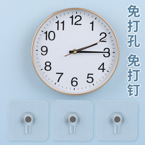 免打孔时钟挂表静音客厅时尚钟表挂钩轻奢壁钟挂饰万年历挂画神器