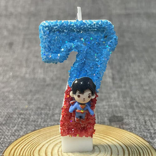 创意可爱数字蜡烛儿童宝宝周岁蓝红色可爱超人生日蛋糕数字蜡烛