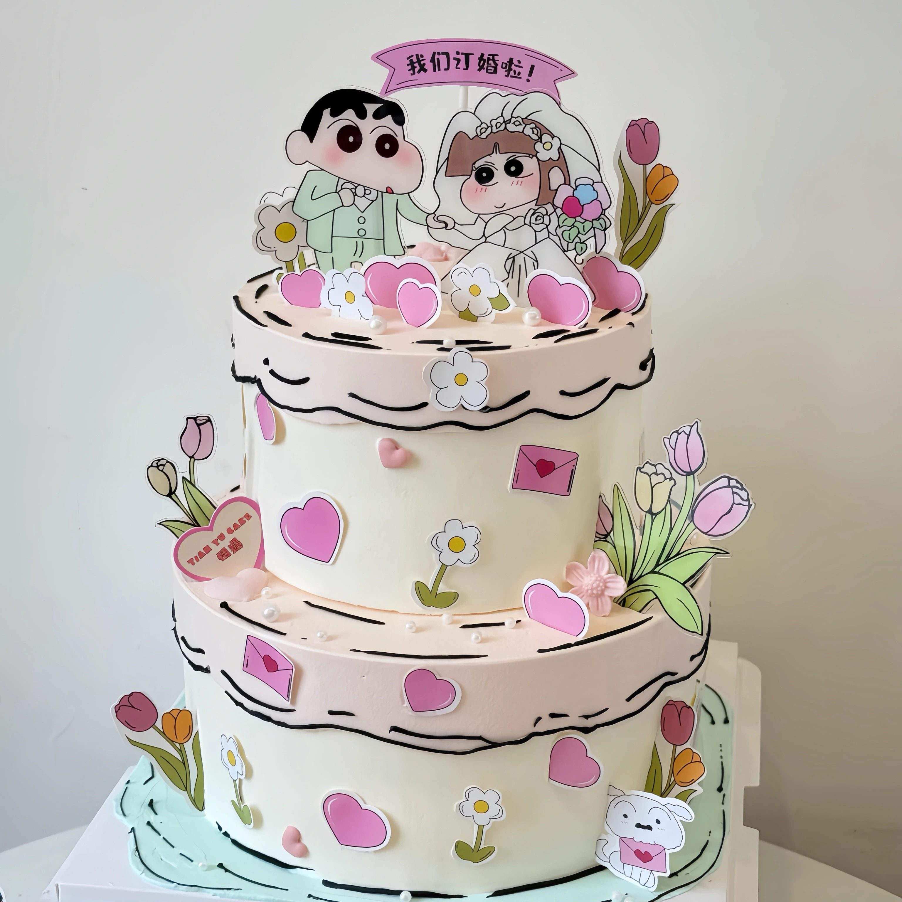 七夕情人节蜡笔小新订婚蛋糕装饰插牌甜品台新郎新娘爱心花朵插件,节庆用品/礼品,蛋糕/烘焙装饰用品,淘宝优惠券,粉丝福利购,淘宝优惠卷