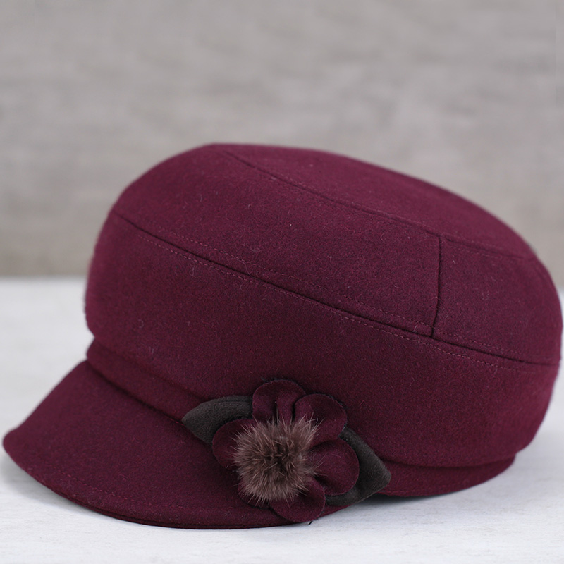 女秋冬天毛呢休闲棉帽鸭舌帽帽子