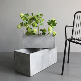 AIXY长方形水泥花盆北欧简约风格镁泥黑色大花箱阳台花坛盆栽马槽